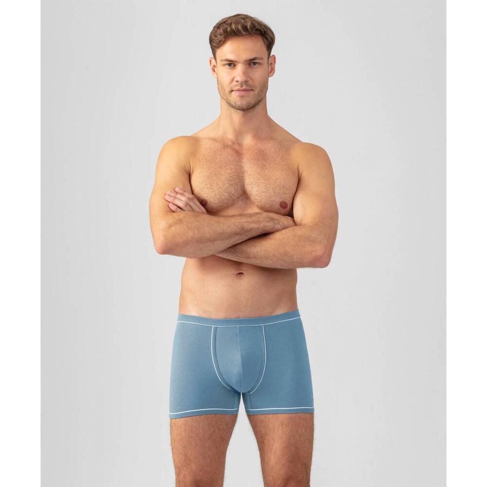 NEW RON DORFF pull-on boxer briefs with piping in atlantic blue